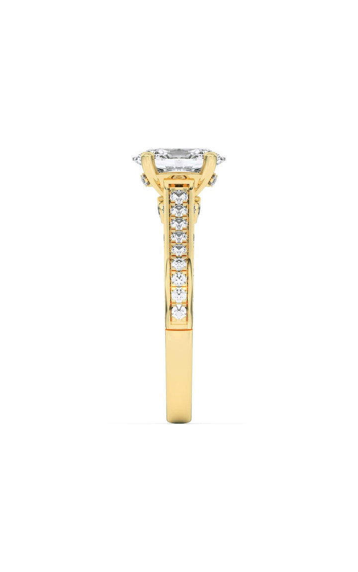 2CTW Oval Shaped Lab Grown Diamond (F/VS) Accented Engagement Ring in 14K Gold