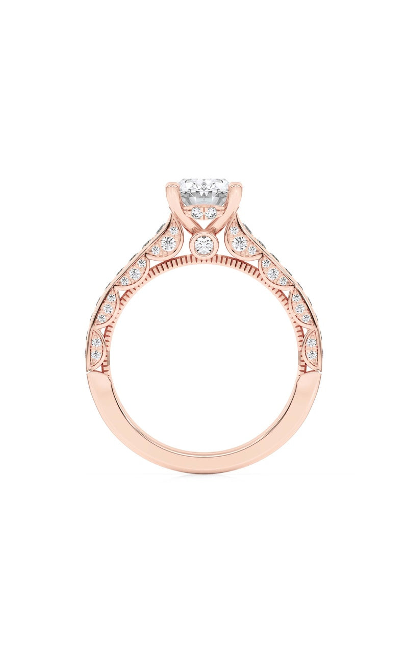 2Cttw Oval Shaped Lab Grown Diamond (F/VS) Accented Engagement Ring in 14K Gold