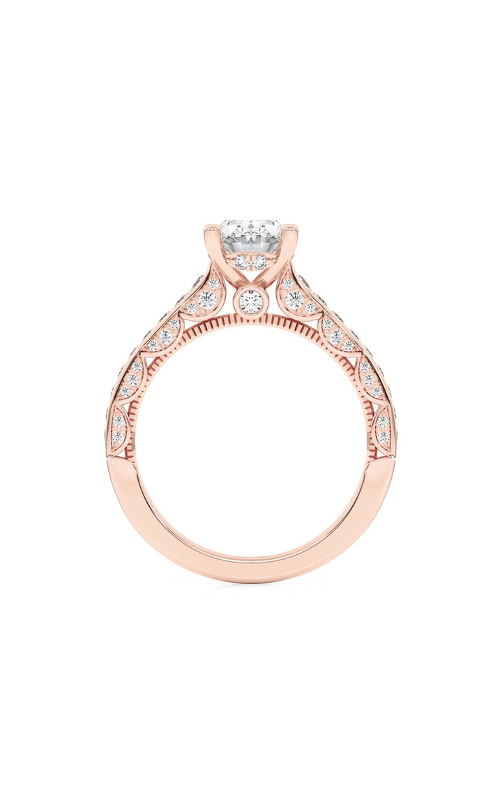 2CTW Oval Shaped Lab Grown Diamond (F/VS) Accented Engagement Ring in 14K Gold