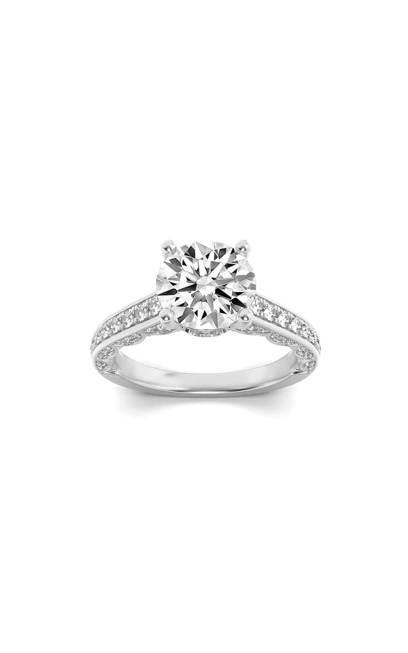 2Cttw Round Shaped Lab Grown Diamond (F/VS) Accented Engagement Ring in 14K Gold