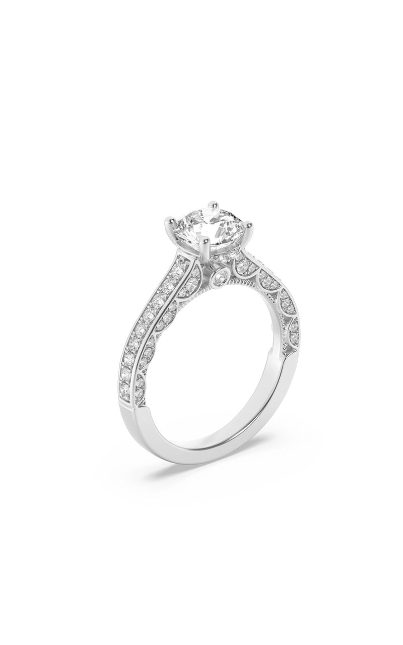 2Cttw Round Shaped Lab Grown Diamond (F/VS) Accented Engagement Ring in 14K Gold
