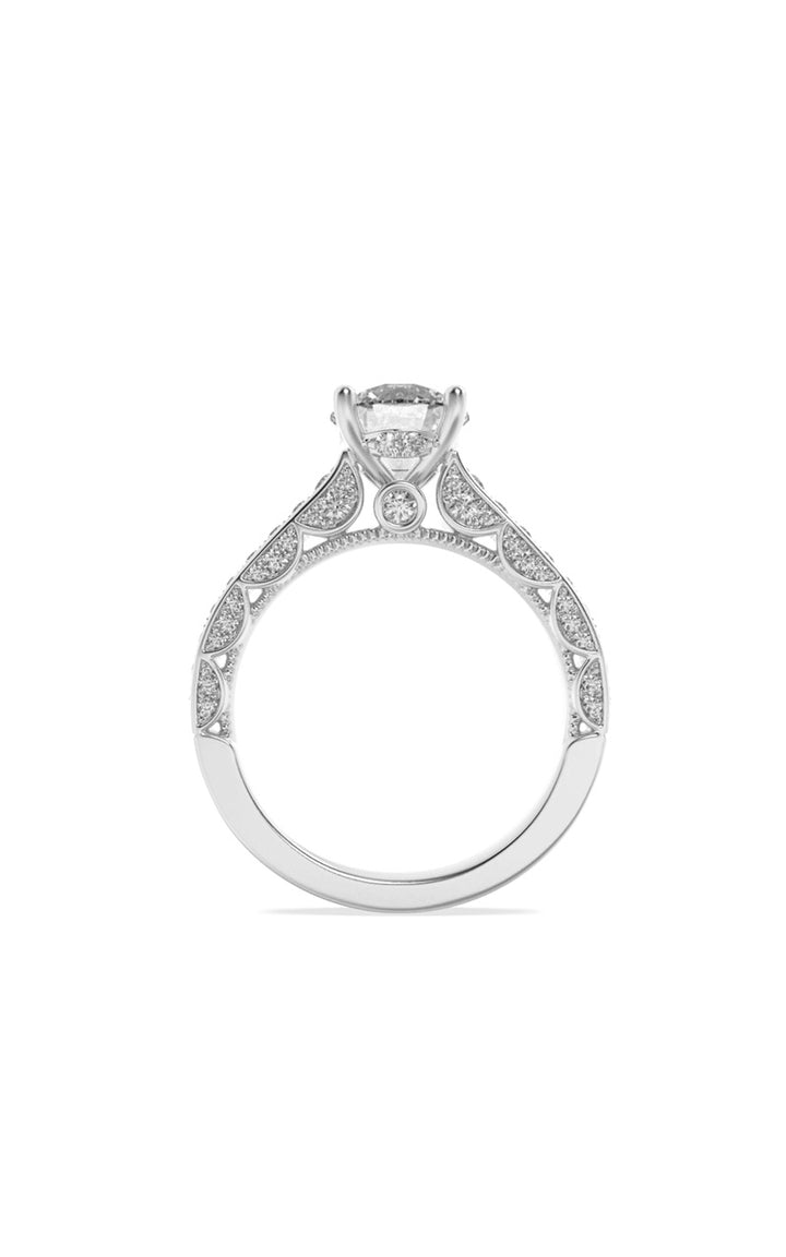 2CTW Round Shaped Lab Grown Diamond (F/VS) Accented Engagement Ring in 14K Gold
