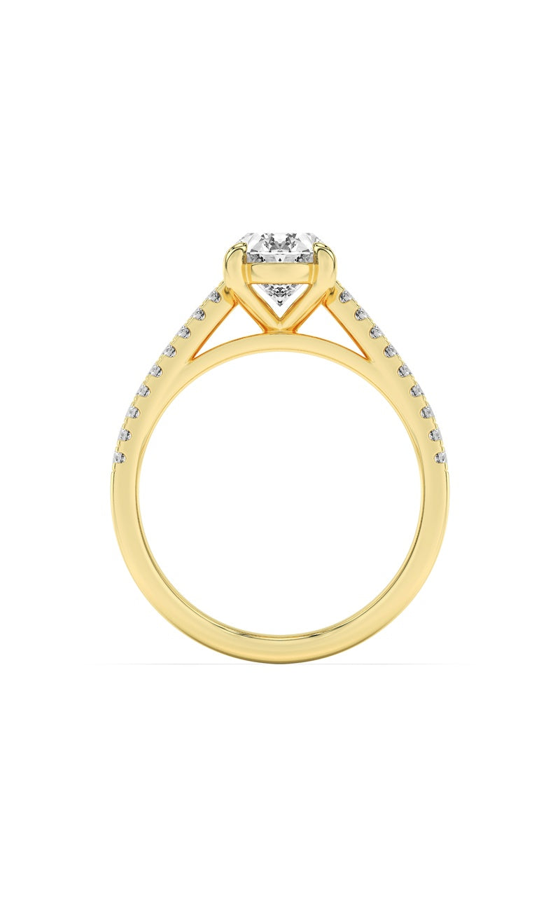 2Cttw Oval Shaped Lab Grown Diamond (F/VS) Cross Shank Accented Engagement Ring in 14K Gold