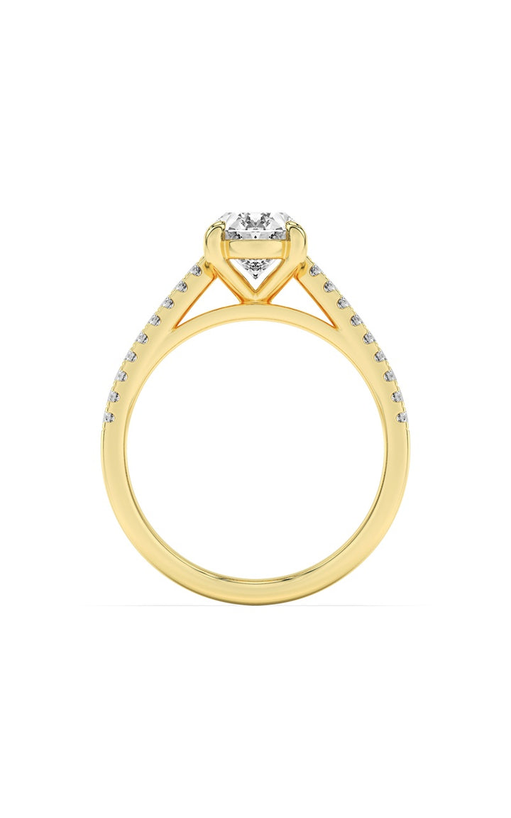 2Cttw Oval Shaped Lab Grown Diamond (F/VS) Cross Shank Accented Engagement Ring in 14K Gold