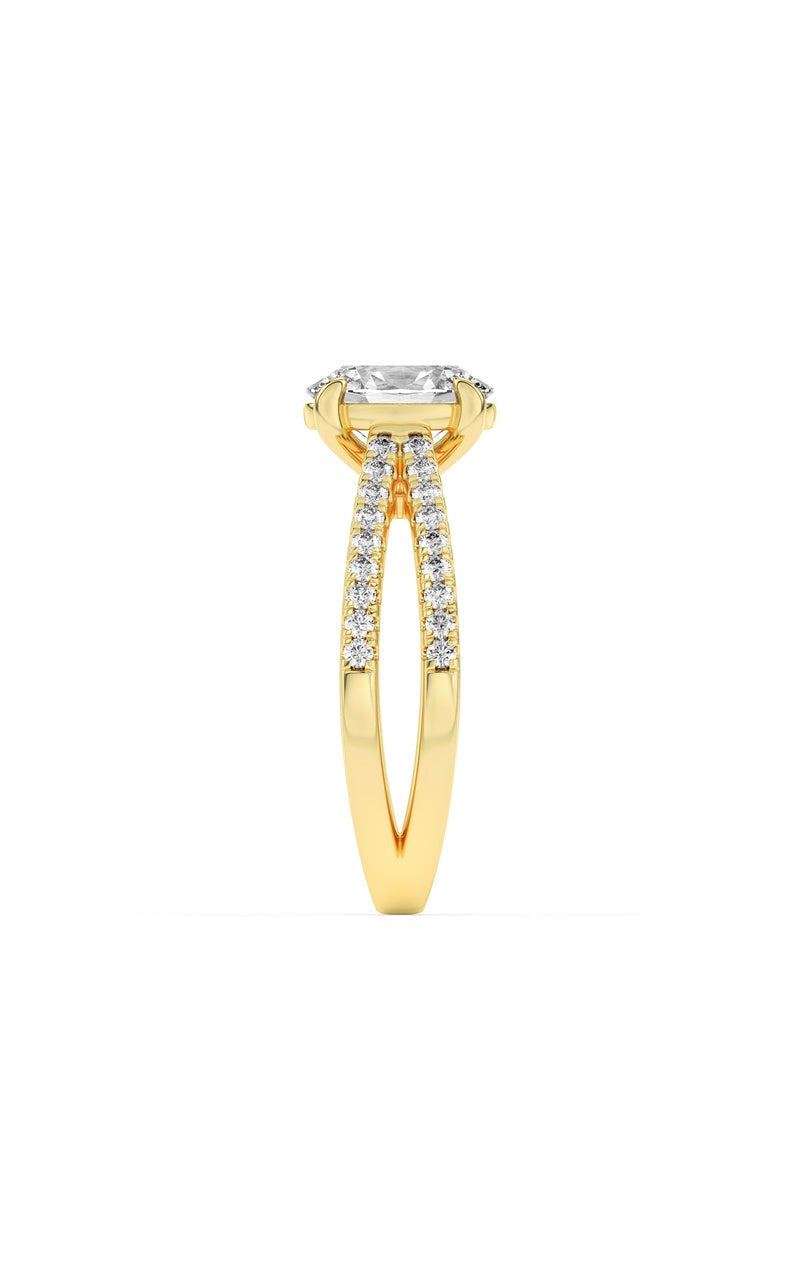 2Cttw Oval Shaped Lab Grown Diamond (F/VS) Cross Shank Accented Engagement Ring in 14K Gold
