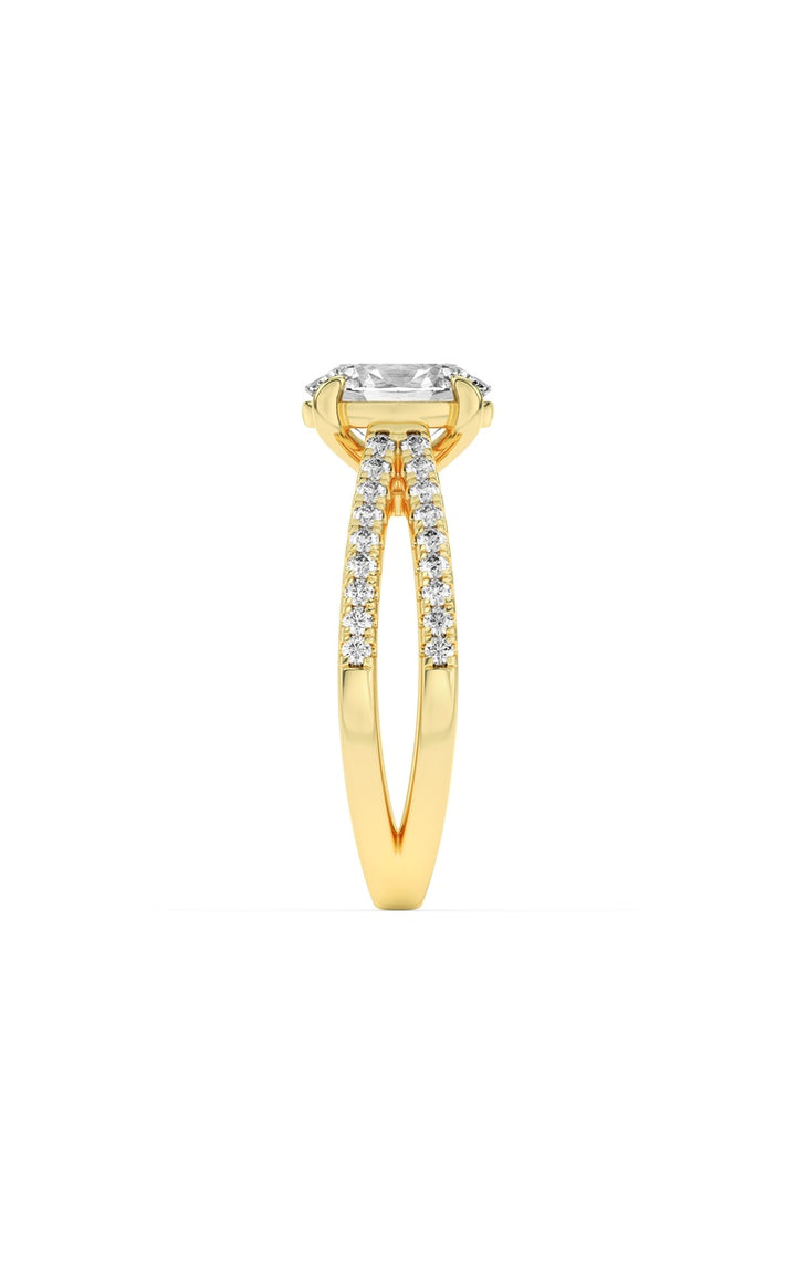 2Cttw Oval Shaped Lab Grown Diamond (F/VS) Cross Shank Accented Engagement Ring in 14K Gold