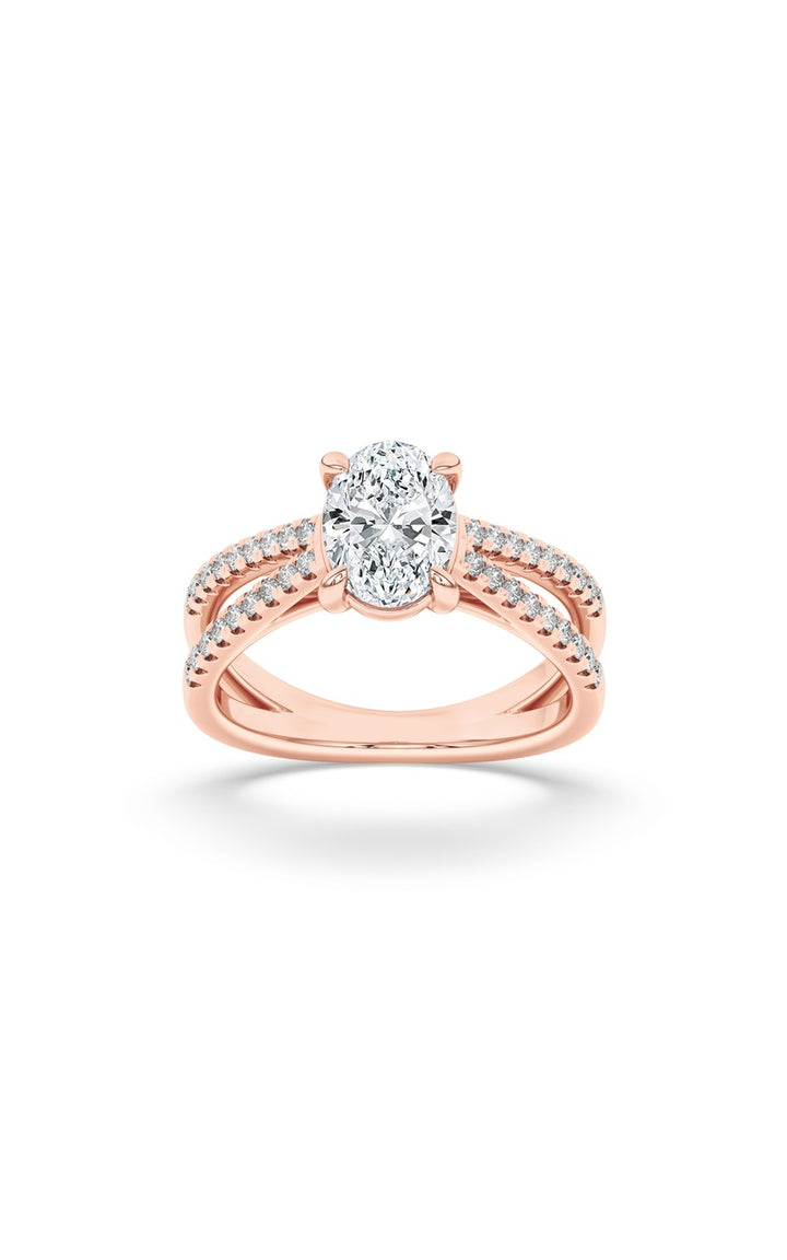 2Cttw Oval Shaped Lab Grown Diamond (F/VS) Cross Shank Accented Engagement Ring in 14K Gold