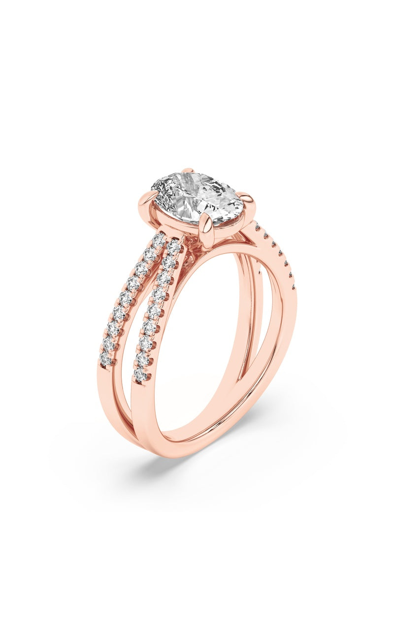 2Cttw Oval Shaped Lab Grown Diamond (F/VS) Cross Shank Accented Engagement Ring in 14K Gold
