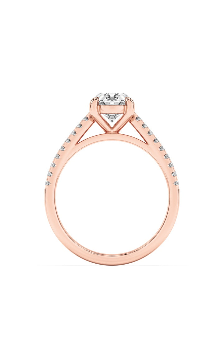 2Cttw Oval Shaped Lab Grown Diamond (F/VS) Cross Shank Accented Engagement Ring in 14K Gold