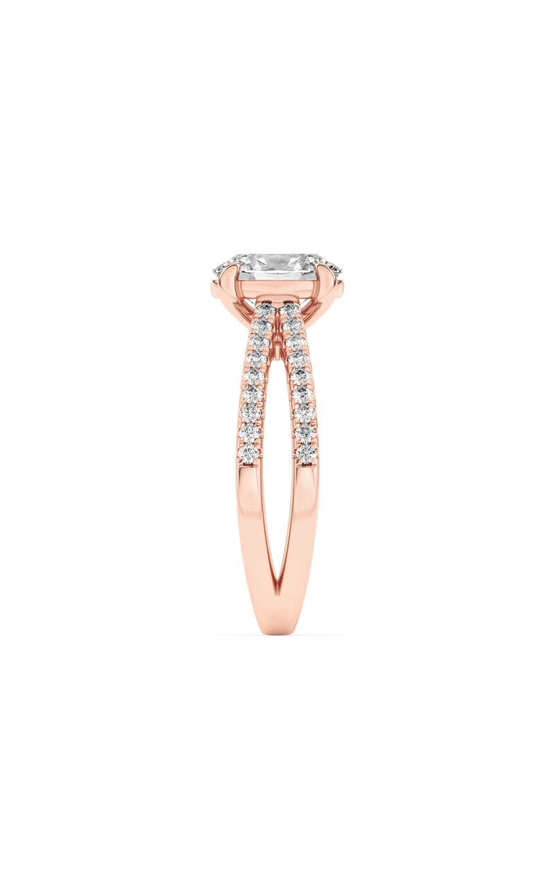 2Cttw Oval Shaped Lab Grown Diamond (F/VS) Cross Shank Accented Engagement Ring in 14K Gold