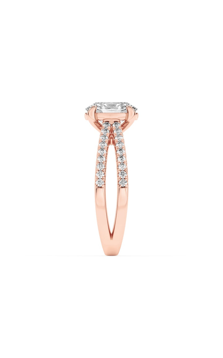 2Cttw Oval Shaped Lab Grown Diamond (F/VS) Cross Shank Accented Engagement Ring in 14K Gold