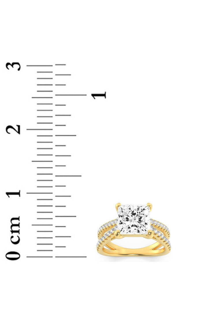 2Cttw Princess Shaped Lab Grown Diamond (F/VS) Cross Shank Accented Engagement Ring in 14K Gold