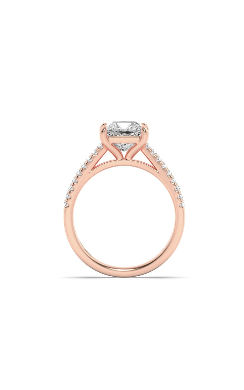 2Cttw Princess Shaped Lab Grown Diamond (F/VS) Cross Shank Accented Engagement Ring in 14K Gold