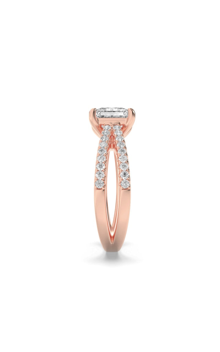 2Cttw Princess Shaped Lab Grown Diamond (F/VS) Cross Shank Accented Engagement Ring in 14K Gold
