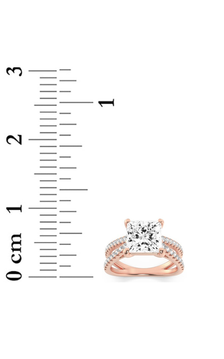 2Cttw Princess Shaped Lab Grown Diamond (F/VS) Cross Shank Accented Engagement Ring in 14K Gold