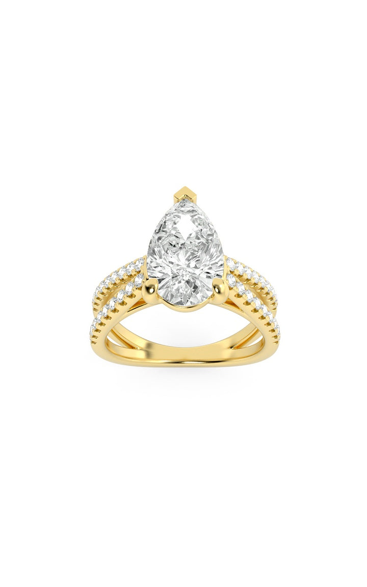 2Cttw Pear Shaped Lab Grown Diamond (F/VS) Cross Shank Accented Engagement Ring in 14K Gold
