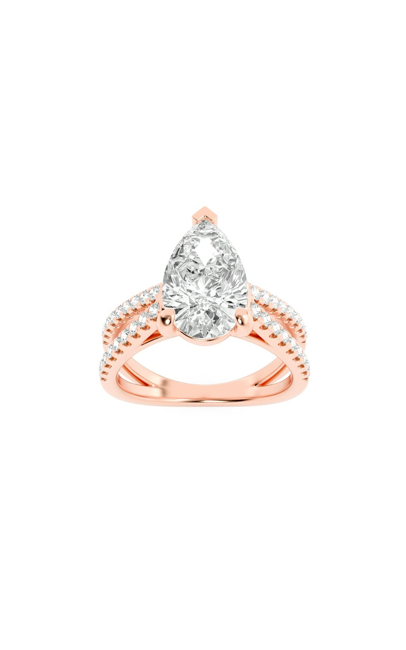 2Cttw Pear Shaped Lab Grown Diamond (F/VS) Cross Shank Accented Engagement Ring in 14K Gold