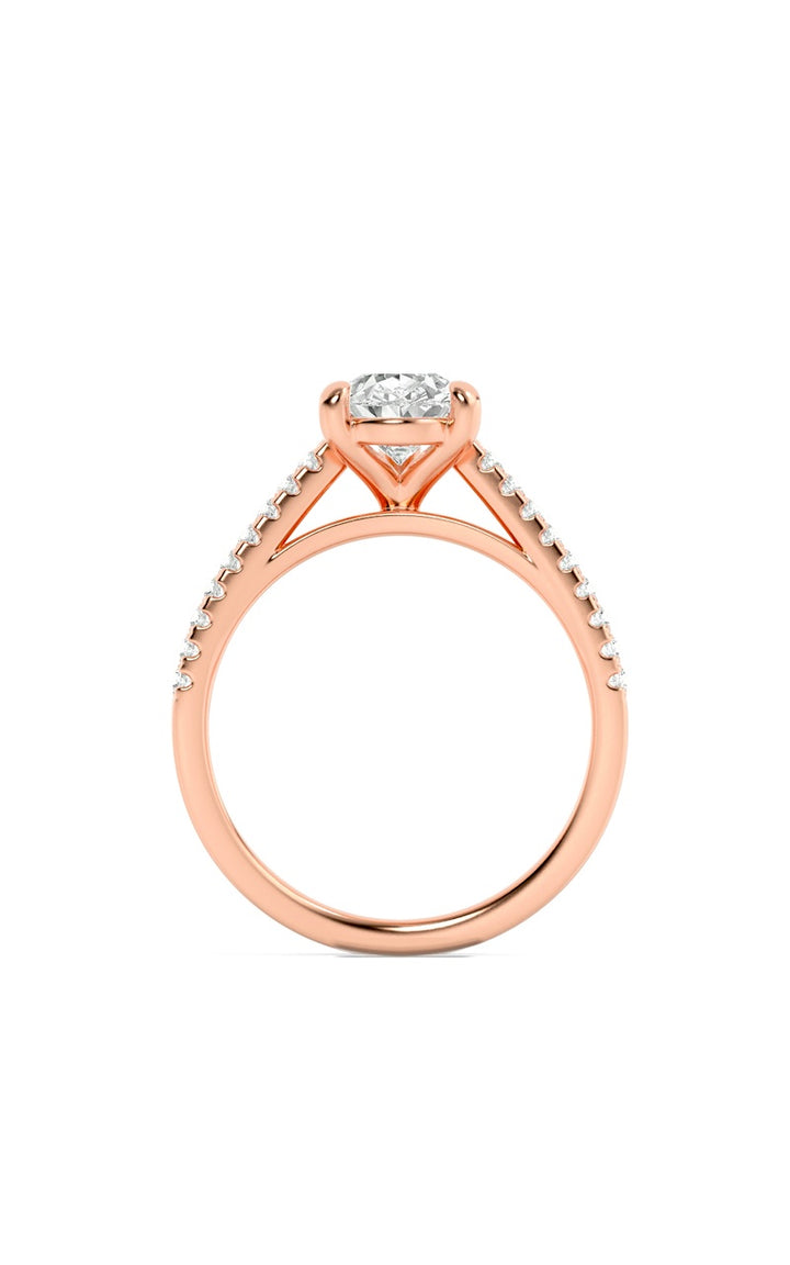 2CTW Pear Shaped Lab Grown Diamond (F/VS) Cross Shank Accented Engagement Ring in 14K Gold
