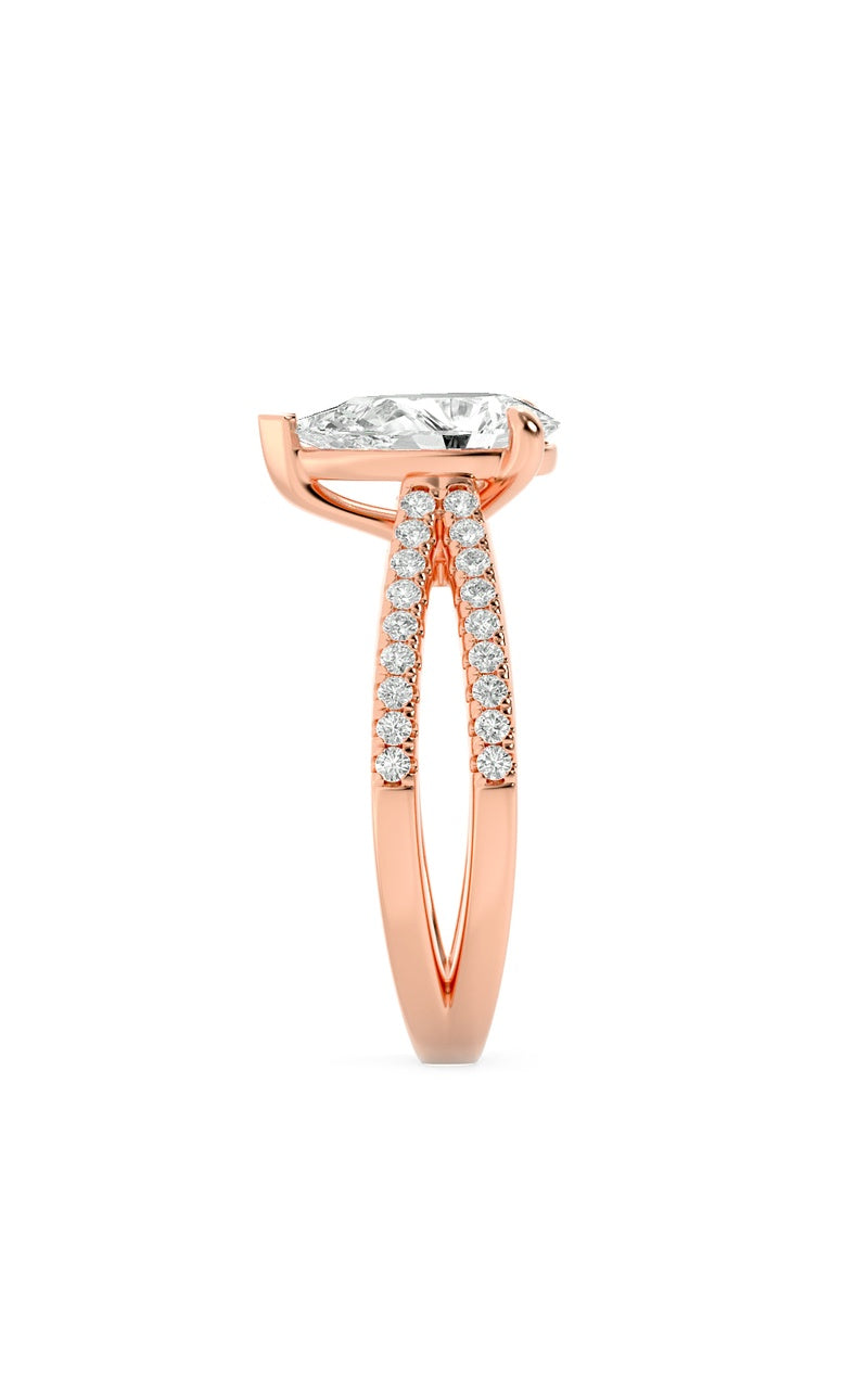 2CTW Pear Shaped Lab Grown Diamond (F/VS) Cross Shank Accented Engagement Ring in 14K Gold
