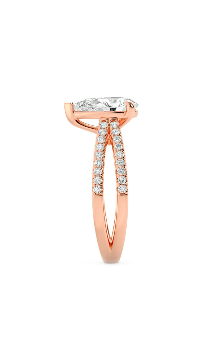 2CTW Pear Shaped Lab Grown Diamond (F/VS) Cross Shank Accented Engagement Ring in 14K Gold