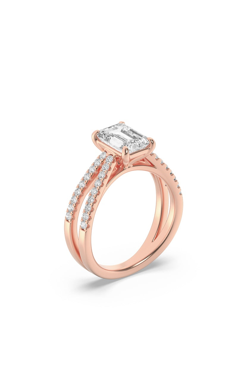 2CTW Radiant Shaped Lab Grown Diamond (F/VS) Engagement Ring in 14K Gold