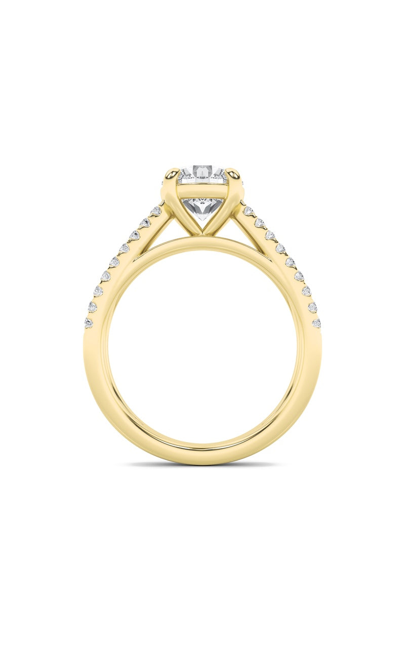 2Cttw Round Shaped Lab Grown Diamond (F/VS) Cross Shank Accented Engagement Ring in 14K Gold