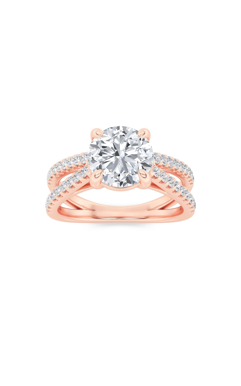 2Cttw Round Shaped Lab Grown Diamond (F/VS) Cross Shank Accented Engagement Ring in 14K Gold