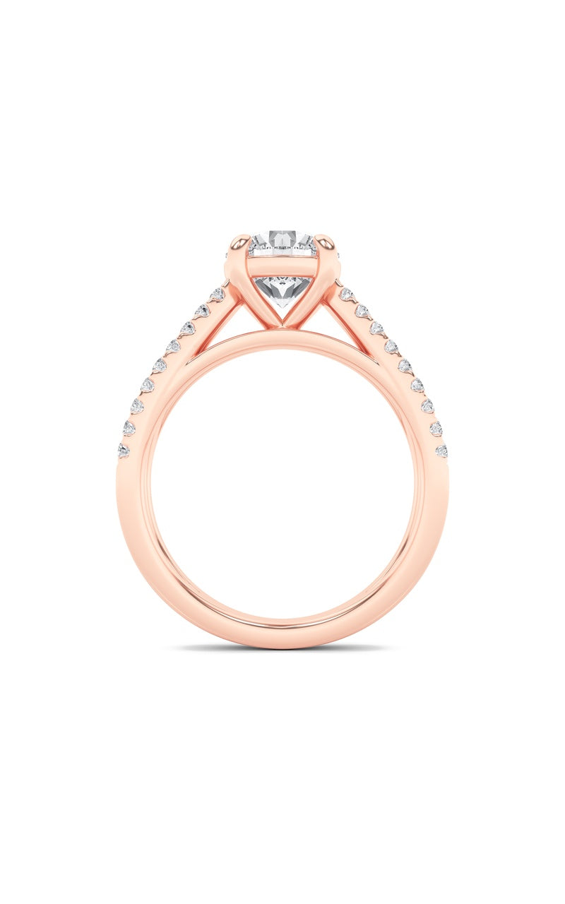 2Cttw Round Shaped Lab Grown Diamond (F/VS) Cross Shank Accented Engagement Ring in 14K Gold