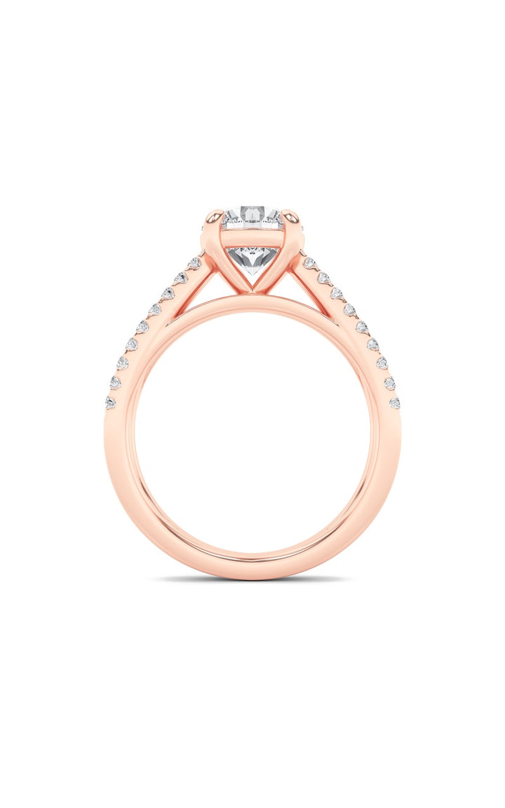 2Cttw Round Shaped Lab Grown Diamond (F/VS) Cross Shank Accented Engagement Ring in 14K Gold
