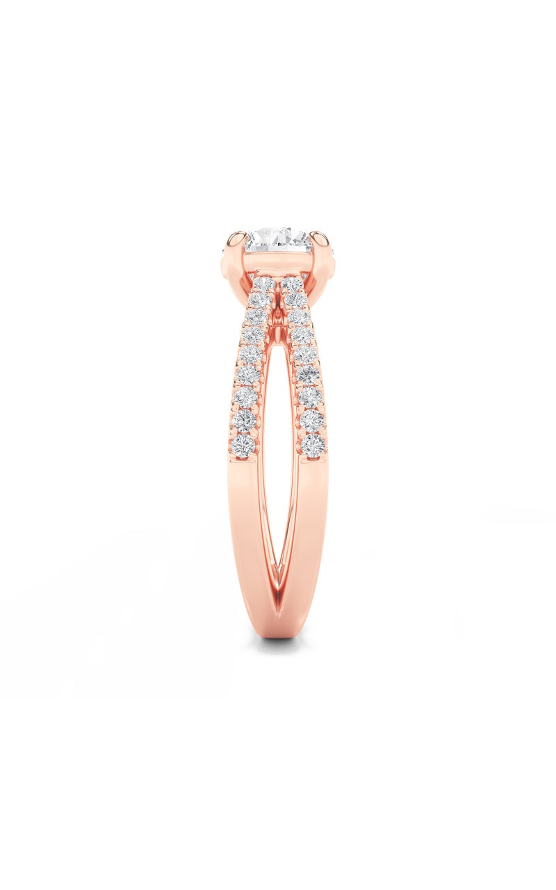 2Cttw Round Shaped Lab Grown Diamond (F/VS) Cross Shank Accented Engagement Ring in 14K Gold