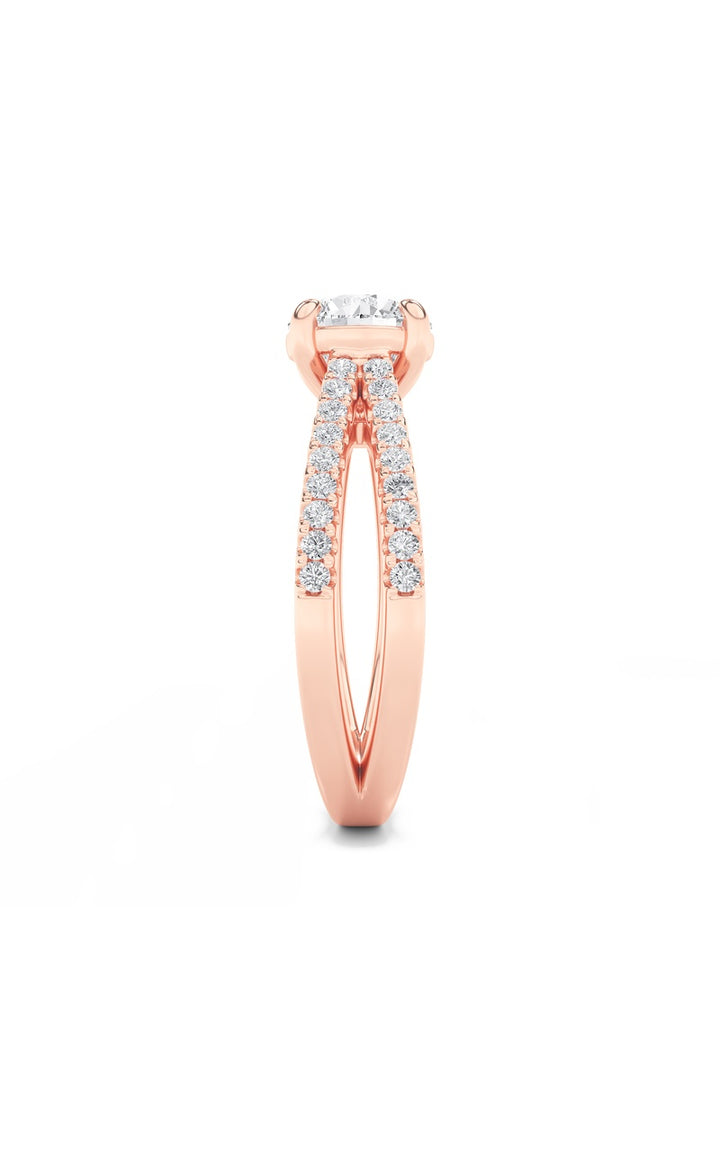 2Cttw Round Shaped Lab Grown Diamond (F/VS) Cross Shank Accented Engagement Ring in 14K Gold