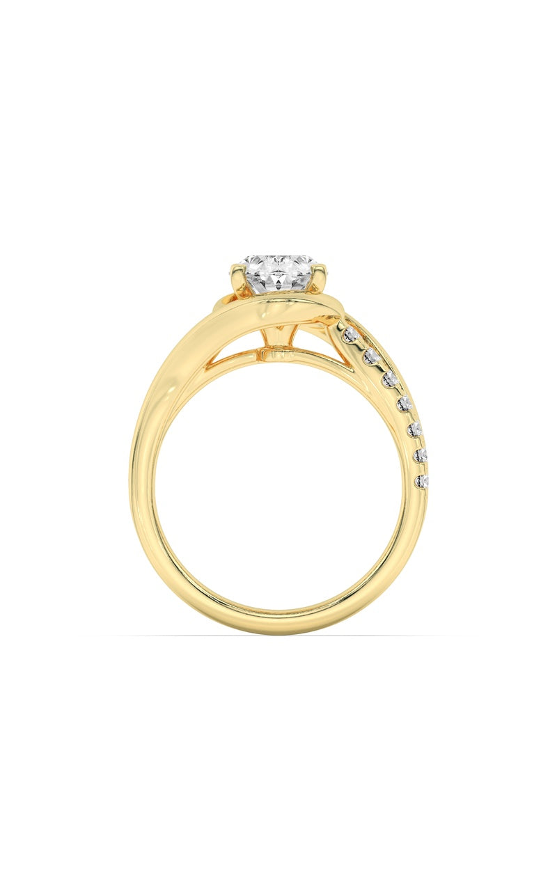 2Cttw Oval Shaped Lab Grown Diamond (G/VS) Swirl Shank Accented Engagement Ring in 14K Gold