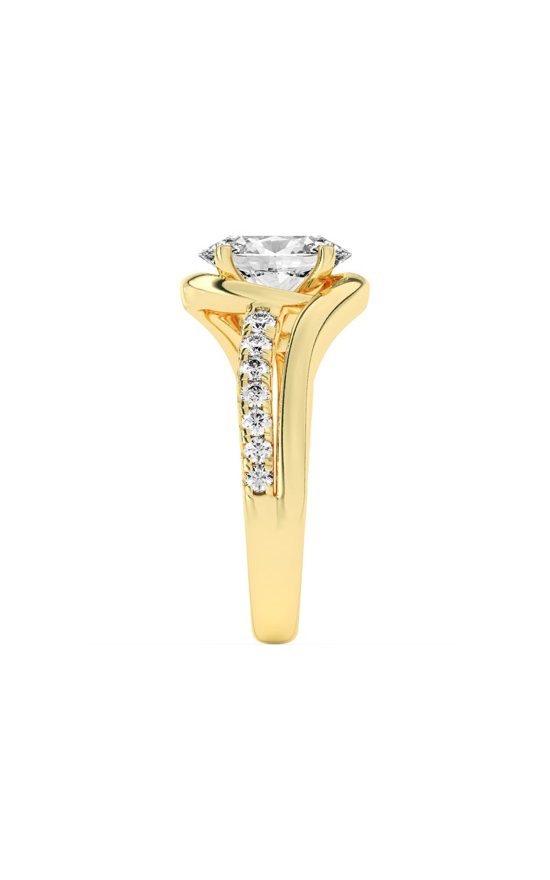 2Cttw Oval Shaped Lab Grown Diamond (G/VS) Swirl Shank Accented Engagement Ring in 14K Gold