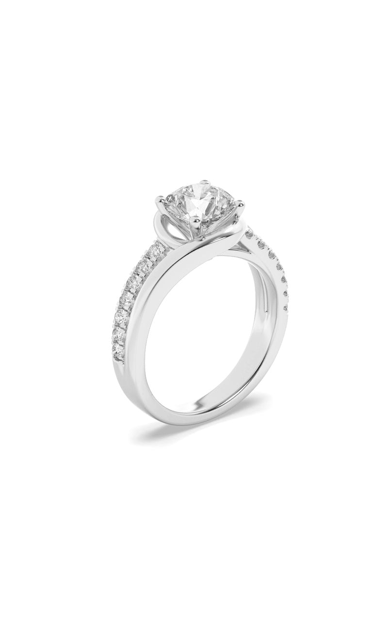 2CTW Round Shaped Lab Grown Diamond (G/VS) Swirl Shank Accented Engagement Ring in 14K Gold