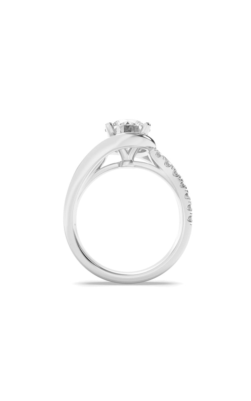 2Cttw Round Shaped Lab Grown Diamond (G/VS) SwirlShank Accented Engagement Ring in 14K Gold