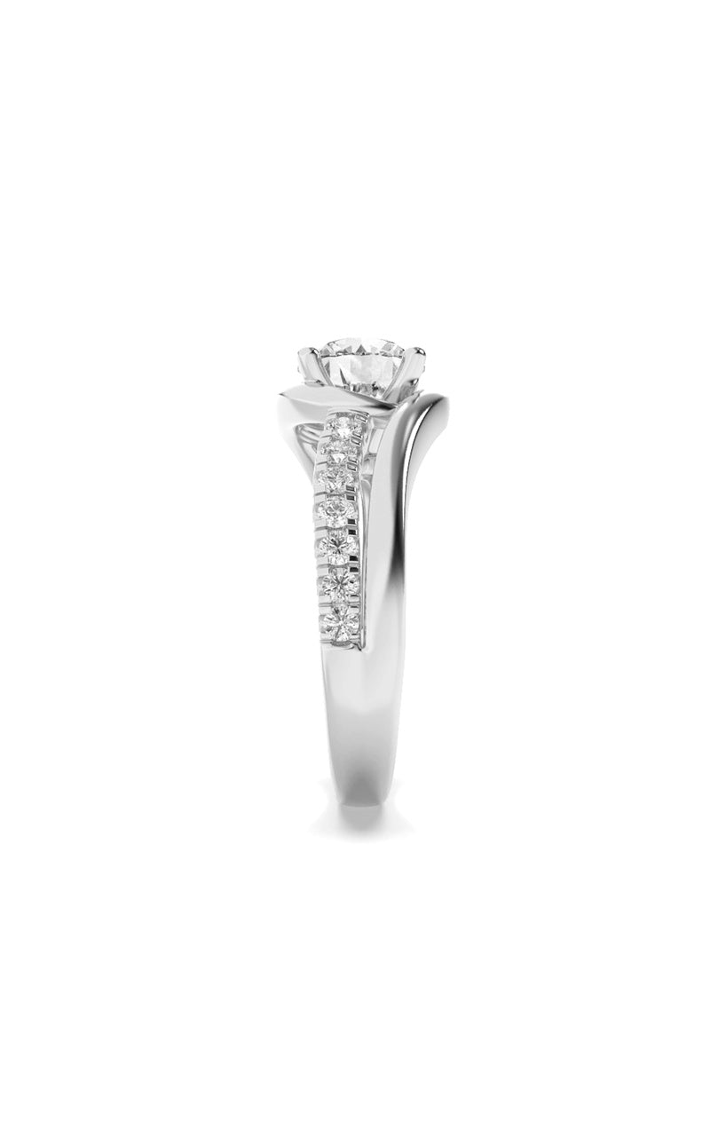 2CTW Round Shaped Lab Grown Diamond (G/VS) Swirl Shank Accented Engagement Ring in 14K Gold