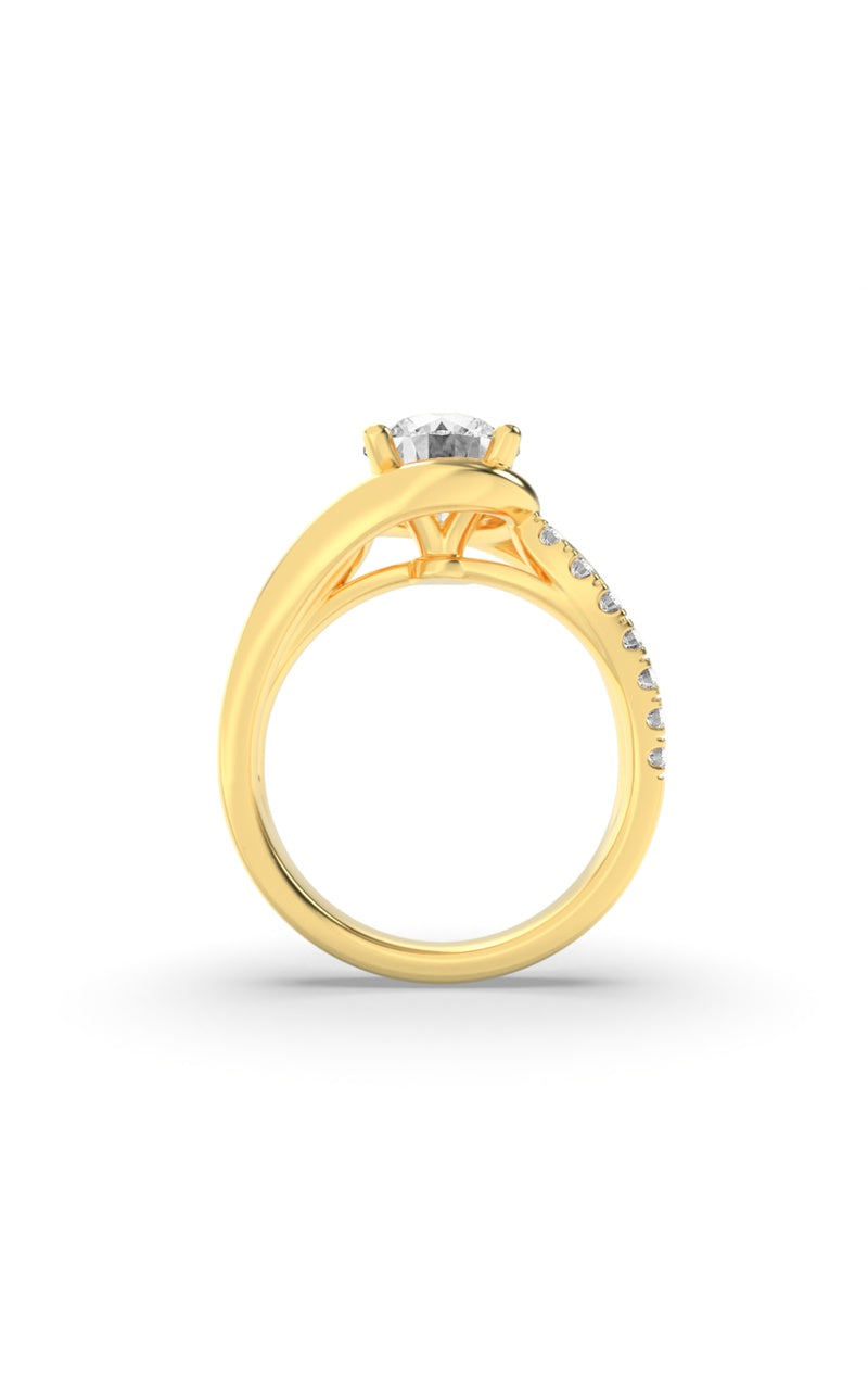 2Cttw Round Shaped Lab Grown Diamond (G/VS) SwirlShank Accented Engagement Ring in 14K Gold