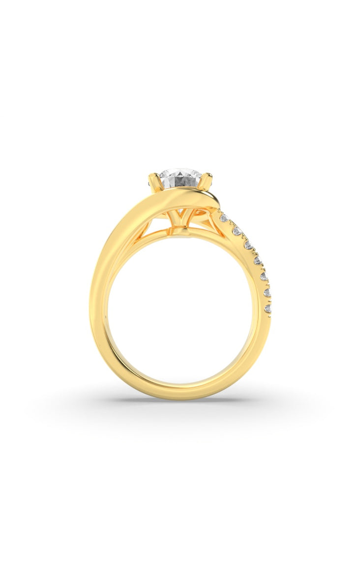 2Cttw Round Shaped Lab Grown Diamond (G/VS) SwirlShank Accented Engagement Ring in 14K Gold