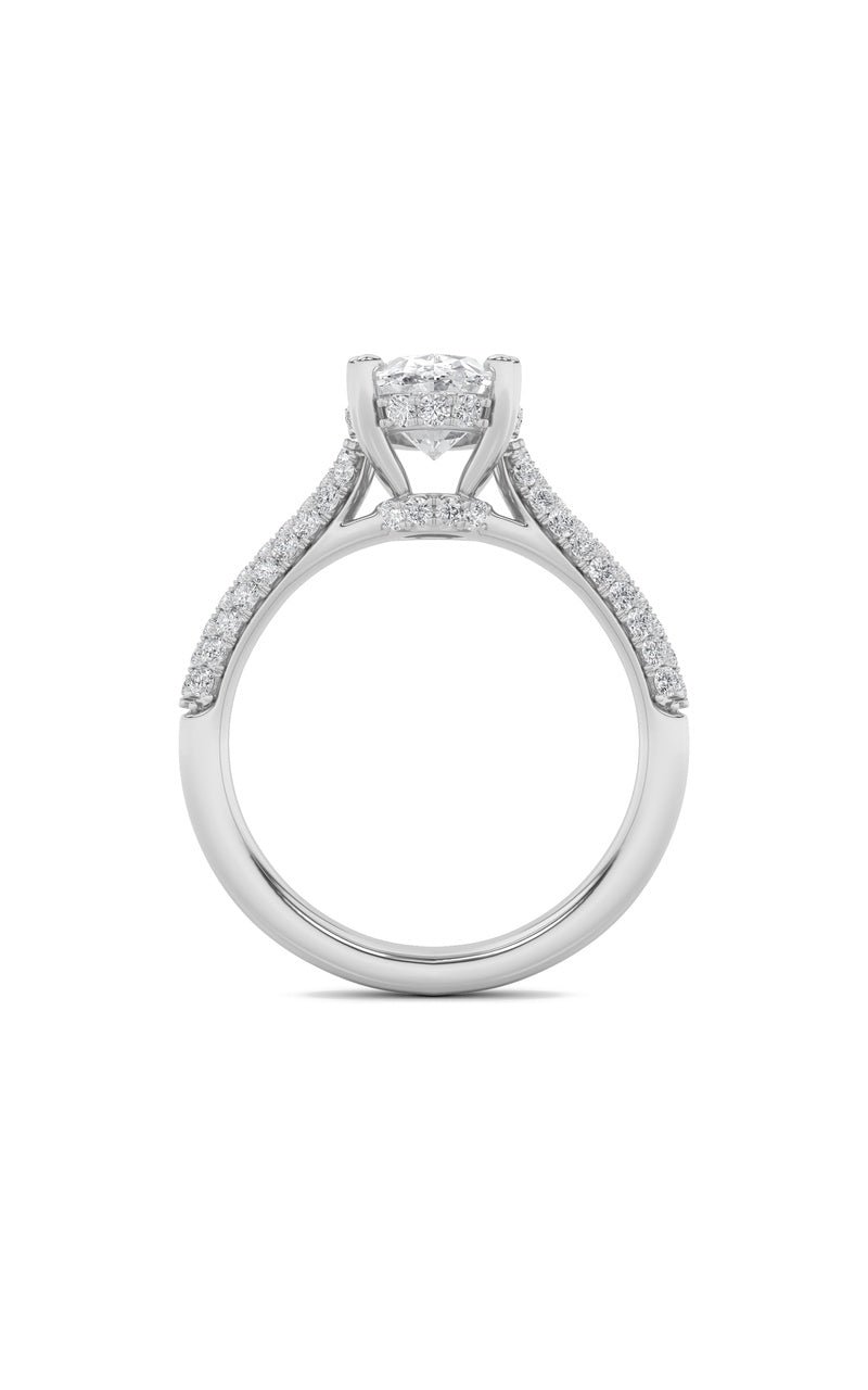 3Cttw Oval Shaped Lab Grown Diamond (F/VS) TripleRow Accented Engagement Ring in 14K Gold