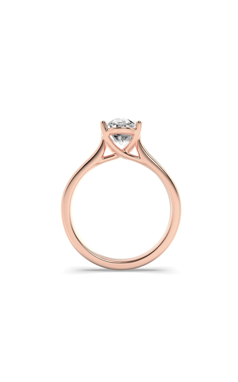 2Cttw Oval Shaped Lab Grown Diamond (F/VS) Plain Cathedral Trellis Shank Solitaire Engagement Ring in 14K Gold
