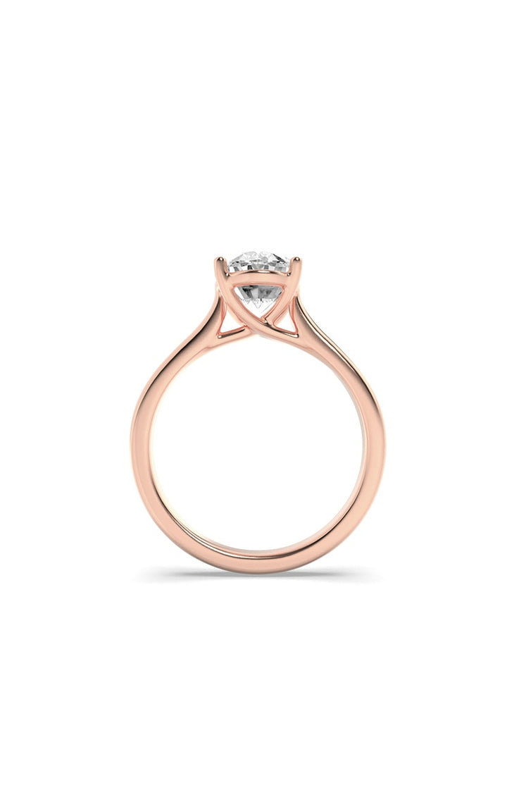 2CTW Oval Shaped Lab Grown Diamond (F/VS) Plain Cathedral Trellis Shank Solitaire Engagement Ring in 14K Gold