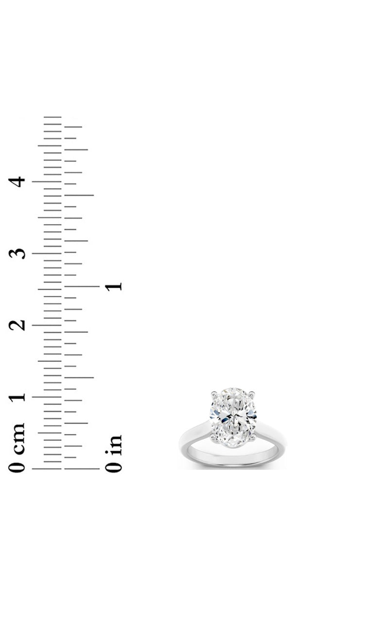 2.5Cttw Oval Shaped Lab Grown Diamond (F/VS) Plain Cathedral Trellis Shank Solitaire Engagement Ring in 14K Gold
