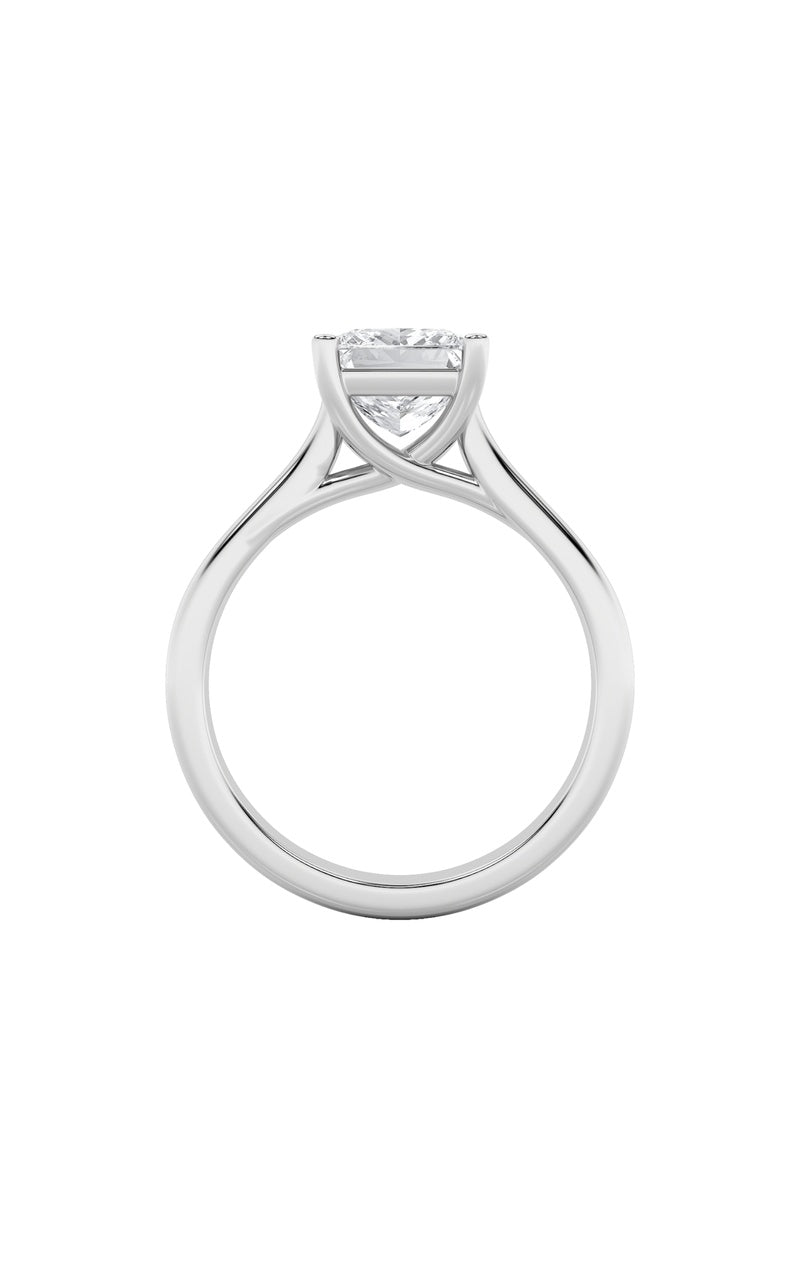2Cttw Princess Shaped Lab Grown Diamond (F/VS) Plain Cathedral Trellis Shank Solitaire Engagement Ring in 14K Gold