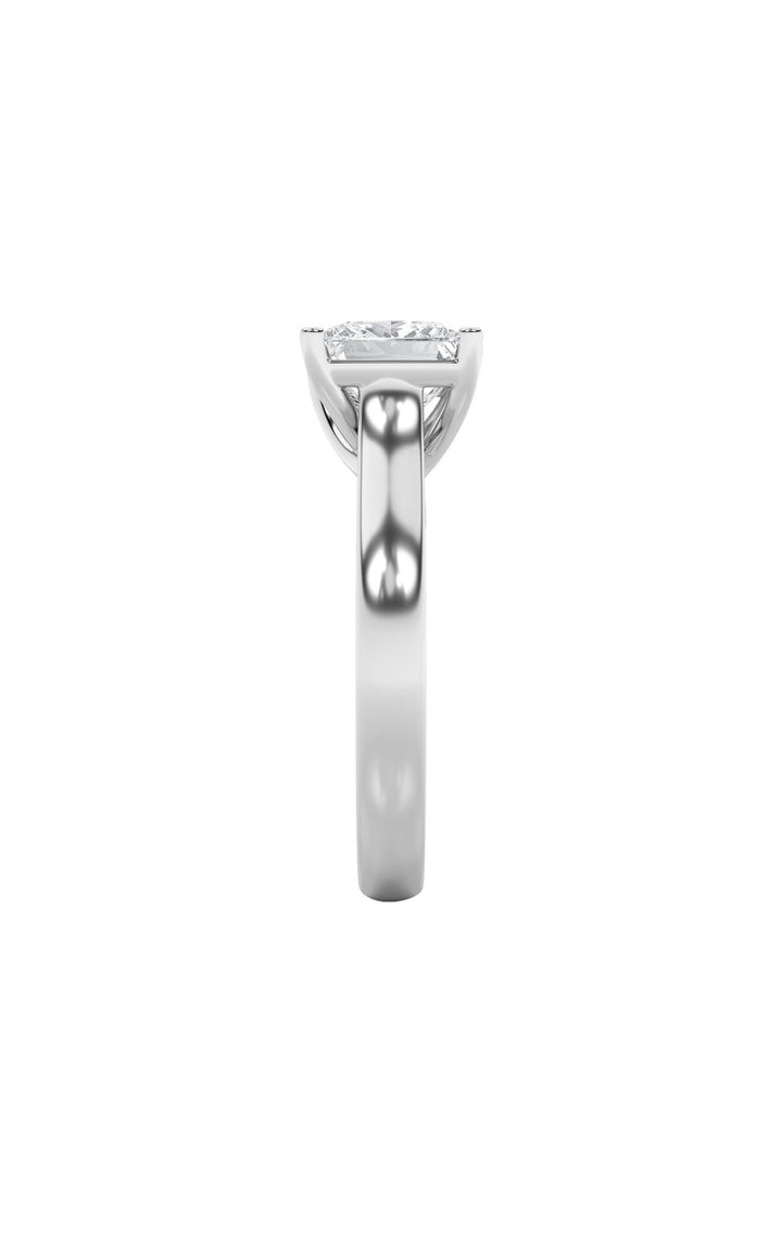 2Cttw Princess Shaped Lab Grown Diamond (F/VS) Plain Cathedral Trellis Shank Solitaire Engagement Ring in 14K Gold