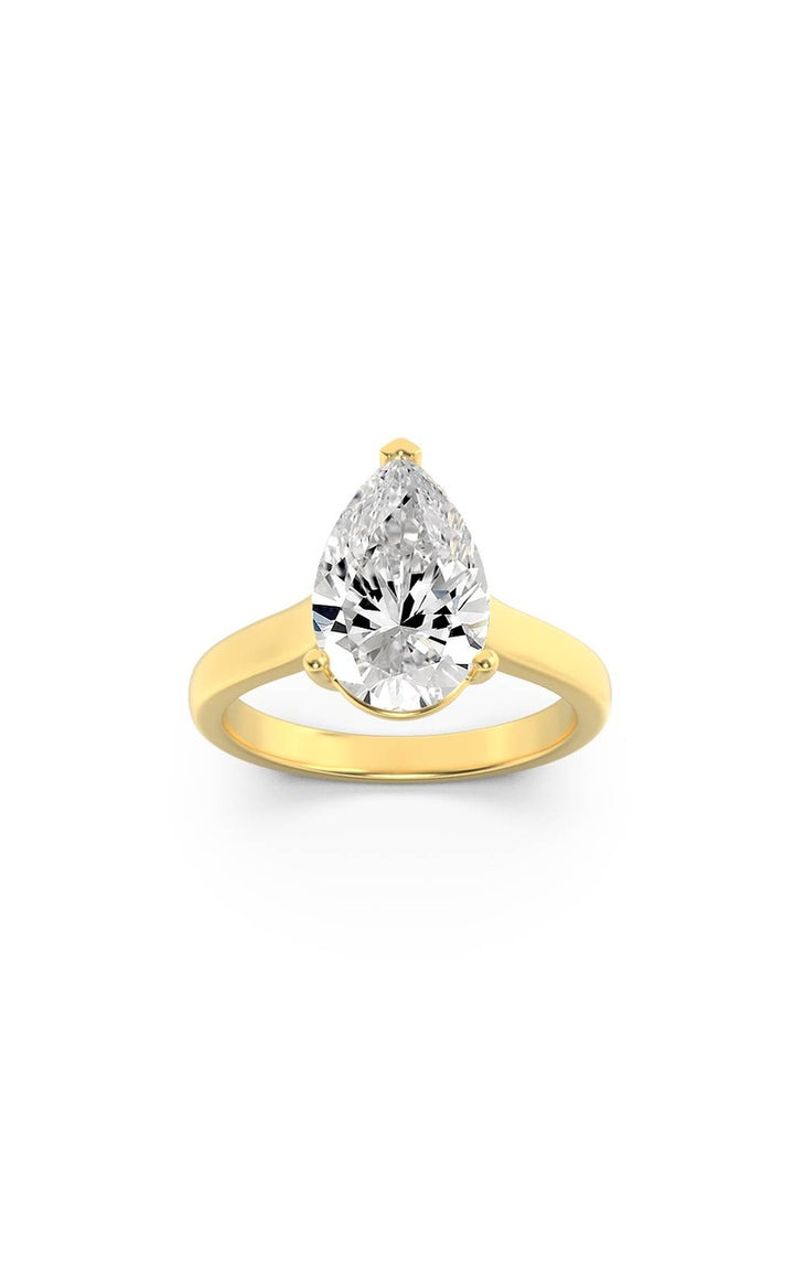 2Cttw Pear Shaped Lab Grown Diamond (F/VS) Plain Cathedral Trellis Shank Solitaire Engagement Ring in 14K Gold
