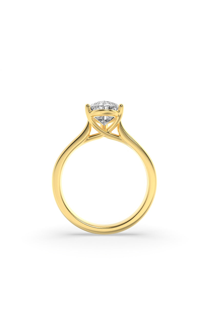2Cttw Pear Shaped Lab Grown Diamond (F/VS) Plain Cathedral Trellis Shank Solitaire Engagement Ring in 14K Gold