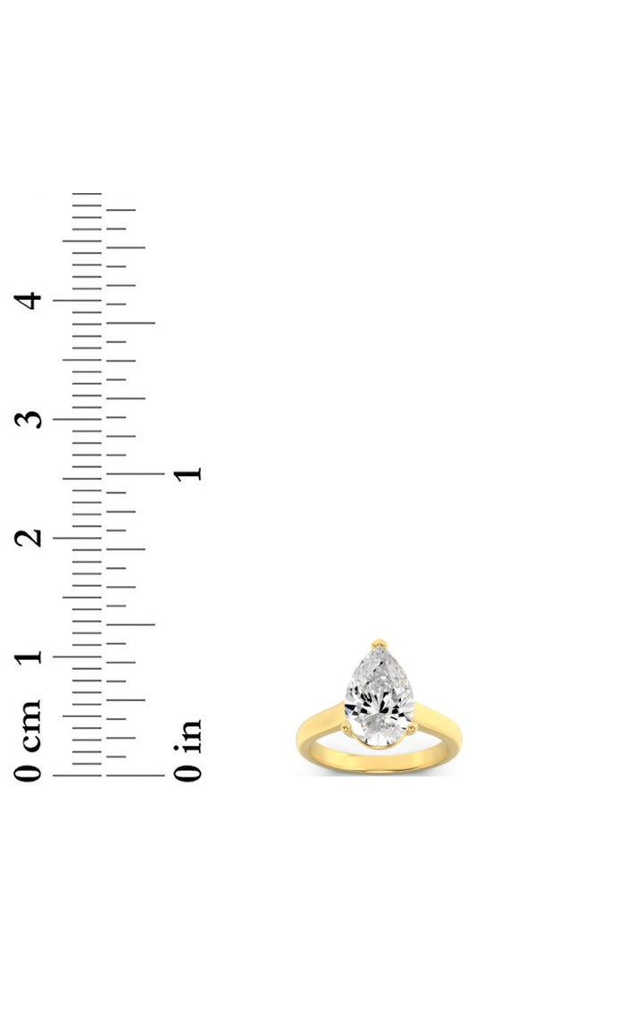 2Cttw Pear Shaped Lab Grown Diamond (F/VS) Plain Cathedral Trellis Shank Solitaire Engagement Ring in 14K Gold