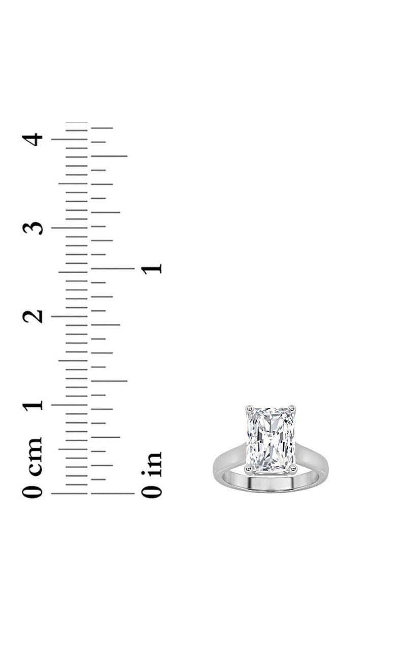 1CTW Radiant Shaped Lab Grown Diamond (F/VS) Plain Cathedral Trellis Shank Solitaire Engagement Ring in 14K Gold