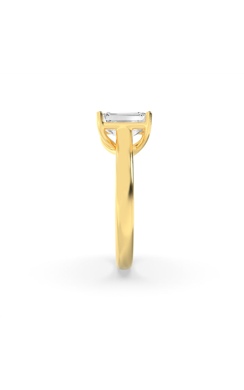 1Cttw Radiant Shaped Lab Grown Diamond (F/VS) Plain Cathedral Trellis Shank Solitaire Engagement Ring in 14K Gold