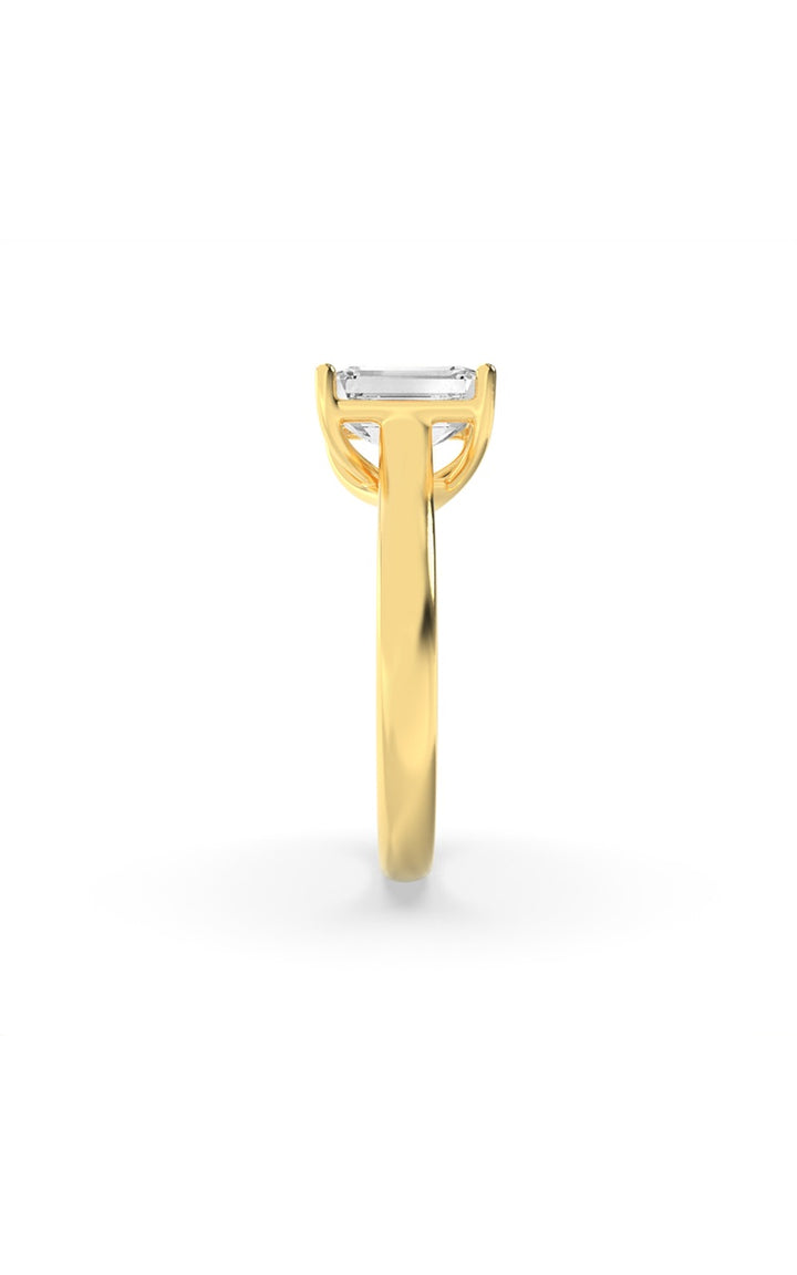 1Cttw Radiant Shaped Lab Grown Diamond (F/VS) Plain Cathedral Trellis Shank Solitaire Engagement Ring in 14K Gold